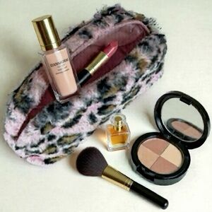 PINK CHEETAH PRINT Cosmetic Faux Fur Bag NWT GREAT GIFT!